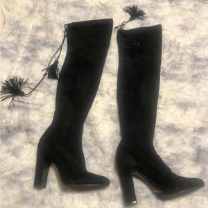 Schutz over the knee high heel suede boots size 6 tassel detail